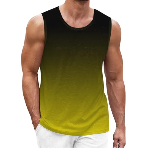 Camiseta deportiva sin mangas de algodón para hombre, ajuste muscular, de secado rápido, para gimnasio, ejercicio, culturismo, fitness, verano, hawaiano, vacaciones, playa, camiseta sin mangas