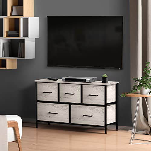 Sorbus Dresser With 5 Faux Wood Drawers - Storage Unit Organizer Chest For Clothes - Bedroom, Hallway, Living Room, Closet, & Dorm Furniture - Steel Frame, Wood Top, & Easy Pull Fabric Bins #TOP1