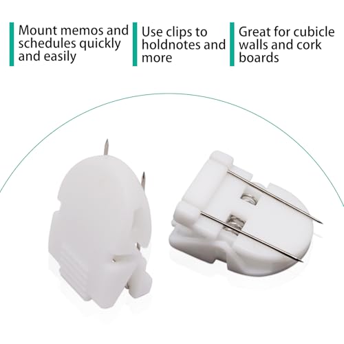 Image of 16pcs Cubicle Clips for Fabric Walls, Plastic Cubicle Hook, Push Pin Picture Hangers Panel Wall Clips for Hanging Photos Office Notes Memos Messages Frame (White)