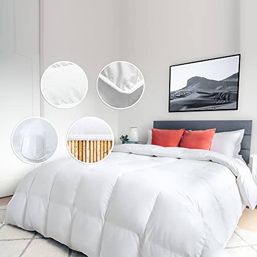Highland Feather Dual Zone Hungarian White Goose Down Comforter - Ultra Soft Dual Duvet Insert - Perfect For Couples -Left Right Warm & Cool Zone - 500Tc & 750 Loft. #TOP2