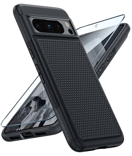 Image of FNTCASE for Google Pixel 8-Pro Case: Dual Layer Shockproof Protective Cell Phone Cover | Anti Slip Textured Back | Military Protection Bumper | Heavy Duty Rugged Tough Black