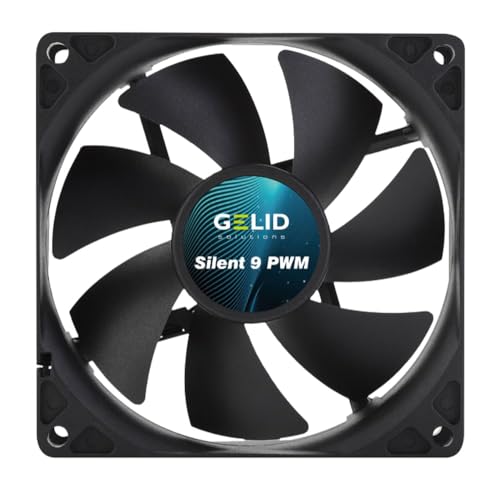 Gelid Solutions Silent 9 PWM Black Ventola 92 mm Funzionamento silenzioso Pale della ventola ottimizzate Flusso d'aria elevato Connettore 4 pin RPM 1500 92 x 92 x 25 mm Nero