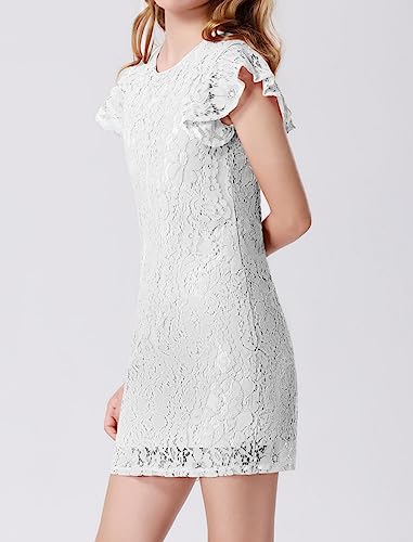 Mebius Girls Floral Lace Bodycon Dress Ruffle Sleeve Pencil Formal Dresses Special Occasion Party Birthday 6-12Y4