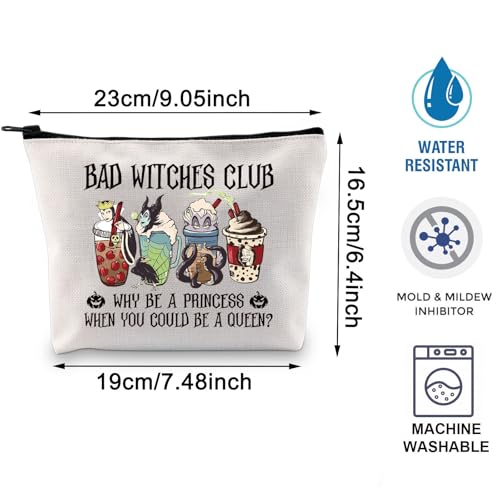 BLUPARK Villains Gifts Evil Queen Makeup Bag Villains Gift for Women Witch Gift Ursula Male-ficent Bad Witches Club Coffee Zipper Bag (MB, Bad Witches Club)2