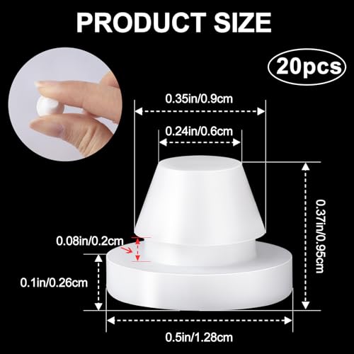 Image of HINZIC 20 Pack 5 /16 Inch (8mm) Button Plug Seal Fit for 8-8.5mm Snap in for Locking Bottle Jack Oil Fill Hole Tube- White