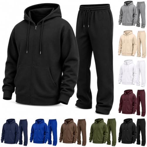 Tawop Mens Zip Up Sweatsuit 2 Piece Hoodie and Jogger Set with Pockets