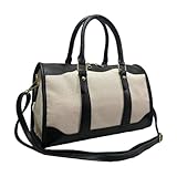 Matériaux de qualité supérieure : le corps principal est fabriqué en toile de coton et de lin de haute qualité, robuste et confortable au toucher. Les bords et les poignées sont fabriqués en cuir marron, avec une excellente texture et une durabilité améliorée. Les coins inférieurs sont renforcés avec du cuir de haute qualité, ajoutant une touche de luxe tout en améliorant la résistance du sac à l'usure.