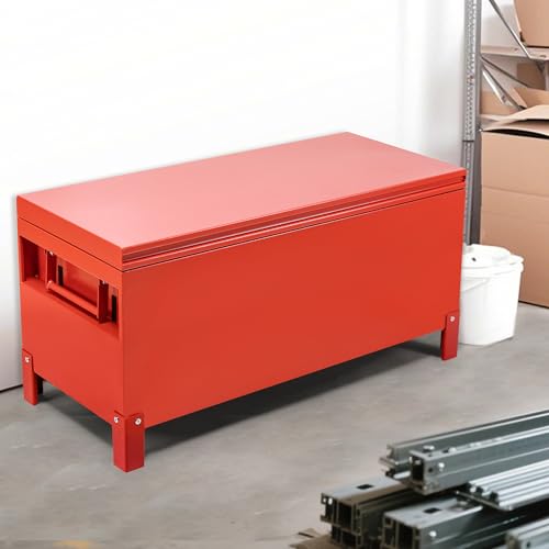 ExploreHorizon Aluminum Truck Tool Box Jobsite Storage Box Toolbox Chest Cabinet Heavy Duty Truck Bed Toolbox Gangboxes Tools Organizer Pick Up Truck Bed RV Trailer With Side Handles