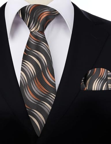 Image of Alizeal Mens 3.15'' Gradient Novelty Pattern Tie Set with Pocket Square Casual Color Tie Set