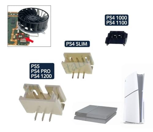 KSSA �݊��i PS5 / PS4 / PS4 PRO / PS4 SLIM ��p�t�@�� �����N�[���[�t�@�� �P�[�u�� �ڑ� �\�P�b�g �R�l�N�^�[ 3�s�� ������p ���� �C�� ���i �p�[�c (PS4 SLIM)