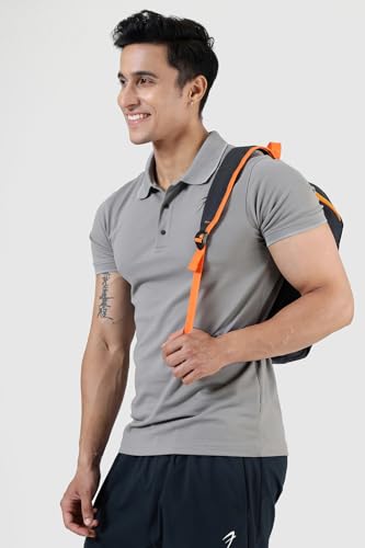 Image of FUAARK Men Slim Fit Pique Aura Polo Tshirt with Short Sleeves & Reflective Chest Logo -