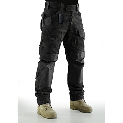 ZAPT Tactical Molle Ripstop Combat Trousers Army Multicam/A-TACS LE Camo Pants for Men (Multicam Black, M) Cover