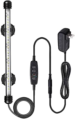 VARMHUS Submersible LED Aquarium Light,Fish Tank Light with Timer Auto On/Off Dimming Function,3 Light Modes Dimmable White-Blue,10 Brightness Levels Optional&3 Levels of timed Loop Function 11.5”