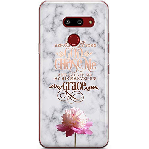 Mertak Clear Phone Case Compatible with LG Stylo 6 5 4 K61 K51S K41S K30 K20 Q70 Q60 Galatians 1:15 Bible Verse TPU Slim Gold Flexible Silicone Quote Protective Christian Marble Cover Lightweight