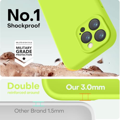 Image of LOVE 3000 Designed for iPhone 16 Pro Case, Premium Silicone with [Soft Anti-Scratch Microfiber Lining] Shockproof Protective Phone Case for Men Women Girls 6.3 inch, Fluorescent Green