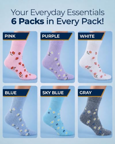 Image of Pembrook Bamboo Viscose Diabetic Socks for Women & Men - 6 Pairs Ankle Socks for Swollen Feet | Neuropathy Socks