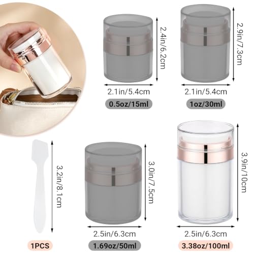 Image of Segbeauty 3.4oz 4pcs Airless Pump Jar Refillable, Rose Gold Vacuum Bottles | 100ml Empty Plastic Containers Jars for Creams, Travel Size Lotion Dispenser Bottles for Essential Oils Moisturizer Makeup