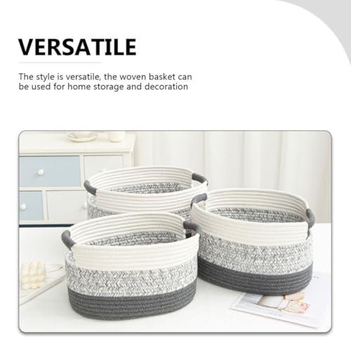 Panier tressé décoratif haut de gamme en coton avec poignées intégrées - 7