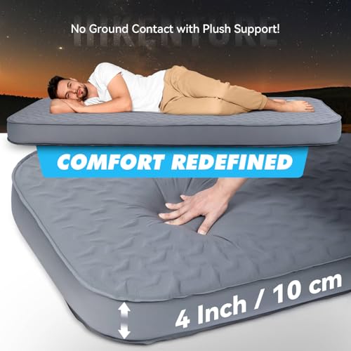 Image of Hikenture 4 inch Thick Self Inflating Sleeping Pad, Foam & Air Camping Mattress, 9.5 R-Value Insulated Sleeping Mat, Portable All Season Camping Pad for Tent, Car, Cot, Truck