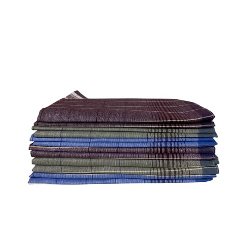 Photo de Alpes Blanc - Lot de 12 Mouchoirs de Travail Carreaux Albert - 100% Coton - Doux et écologique - 50x50cm