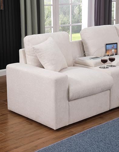 Image of Ball & Cast 157 inch Oversized Modular Sectional Sofa L-Shaped,Large Chenille Upholstered Couch 8 Seat with Ottoman,Cup Holders & USB Ports,Comfty Sectionals W /Pillows & Storage Box,for Living Room,Beige