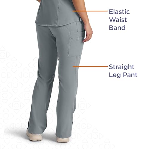 Image of ave. Varick Women's Scrub Pants, Elastic Waistband, 4-Way Stretch Fabric, Fade Resistant, Machine Washable Scrubs, Wrinkle-Resistant, For Nurses & Medical Professionals, (M, Gray)
