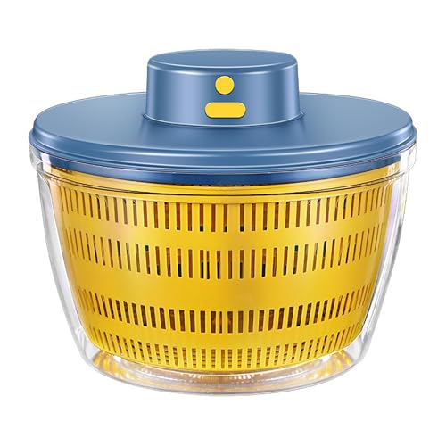 Centrifugador de ensalada eléctrico grande de 4 L – Colador automático USB de lechuga y verduras compacto para cocina – Eficiente cuenco de limpieza de frutas y verduras, gris, 22 x 16 cm