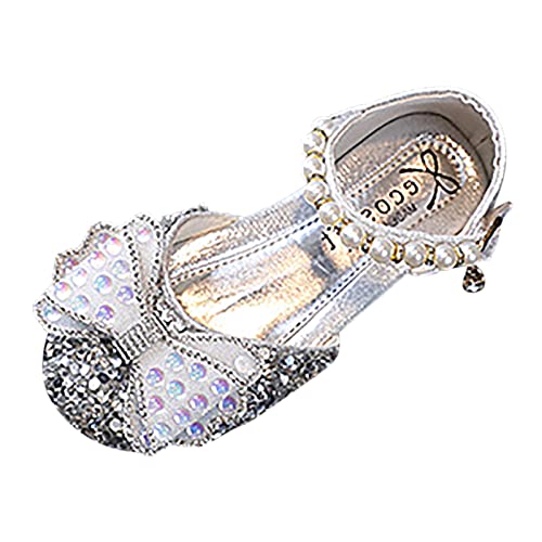 Fashion Spring and Summer Kids Dance Shoes Girls Dress Performance Rhinestone Pearl Bow Princess Shoes
