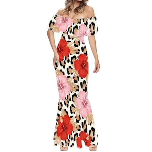 Image of Polynesian for Women S-7XL Off Shoulder Maxi Dress Hawaiian Summer Dresses