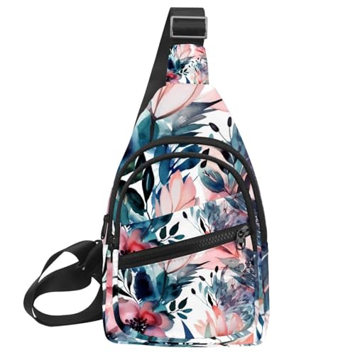 Mochila pequeña cruzada de pecho con patrón floral multicolor de 30x18 cm
