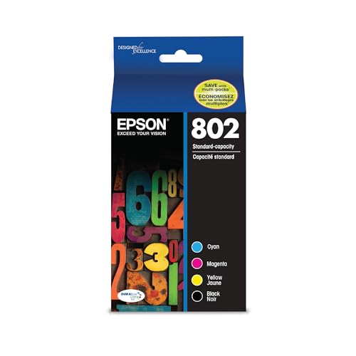 EPSON 802 DURABrite Ultra Ink Standard Capacity Black & Color Cartridge Combo Pack (T802120-BCS) Works with WorkForce Pro WF-4720, WF-4730, WF-4734, WF-4740