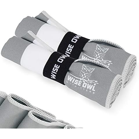 Wise Owl Outfitters Yoga Towels - 2 Pack Microfiber, Quick Dry, Hand, Face and Body Sweat Towels for Gym, Sports, Workout & Travel, Grey Cover