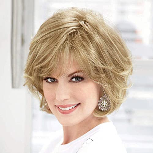 Sallcks Short Curly Blonde Wig for Women Soft Synthetic Heat Resistant Hair Replacement Full Wigs for Daily Party Use (Blonde)