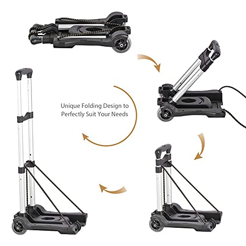 Hivexagon Folding Luggage Cart, Heavy Duty Travel Trolley 40Kg/88Lbs Load Capacity Lightweight & Durable For Luggage, Personal,Travel, Moving And Office Use #TOP5
