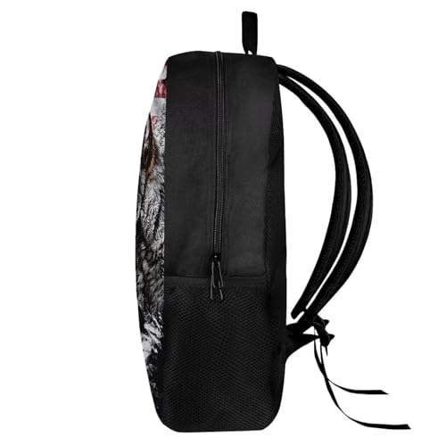 Mumeson Casual Backpack for Elementary School Rucksack Business Computer Backpacks Daily Daypack Wolf American Flag Print School Supplies Backpack for Teen Boys3