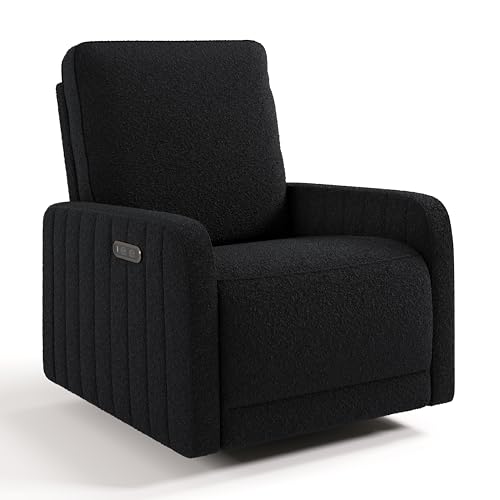 Storkcraft Kyoto Deluxe Extra-Wide Power Recliner Swivel Glider (Black Boucle)