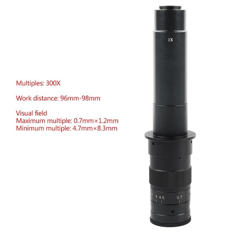 Microscope 100X 130X 180X 200X 300X 500X Adjustable Continuous Zoom C Mount Lens for USB Industry Video Microscope Camera(300X)
