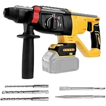 Cordless Rotary Hammer Drill for Dewalt 20V Battery, Brushless SDS-Plus 3 Joules Hammer Drill with 4 Modes, 360Auxiliary Handle and 5 Drill Bits for Concrete/MasonryTool Only