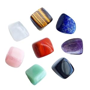 cristaux de guérison 8pcs，7 Chakras Pierres Naturelles，Pierres de Chakra pour le Reiki & les Energies de Santé Cristaux pour la Méditation
