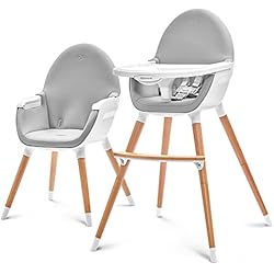 Trona Chicco Polly 2 kk Kinderkraft FINI Trona bebé 2 en 1, Silla Infantil, Portatil, Patas de Madera, Bandeja Ajustable, Fácil de limpiar, para niños, Gris