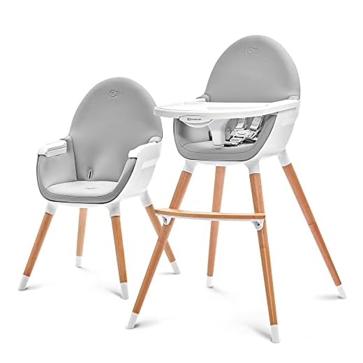 Kinderkraft Trona Bebé 2 en 1 FINI, Silla Infantil, Ajustable, Gris