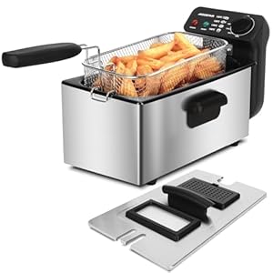 Aigostar Deep Fat Fryer 2200W, 3 Litre Deep Fryer Easy Clean, with Viewing Window, Stainless Steel, Temperature Control, Removable Oil Basket, Silver – Ushas 30JPN