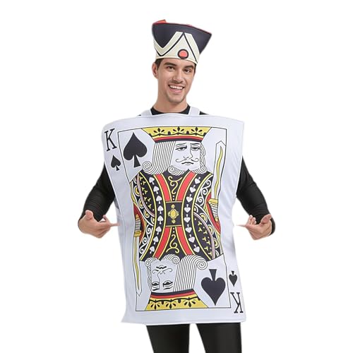 Costume d'Halloween cartes as de pique avec chapeau pour bal masqué adulte