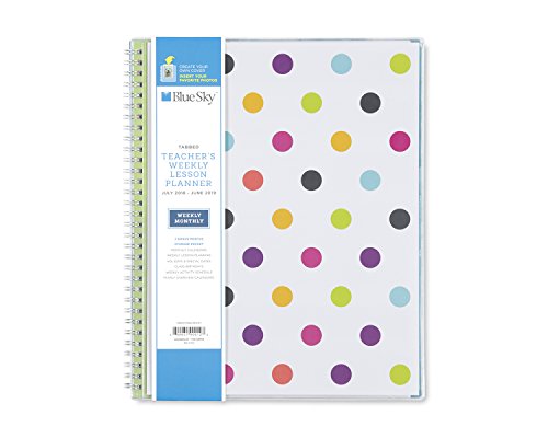 Blue Sky 2018-2019 Academic Year Teachers Weekly & Monthly Lesson Planner, Flexible Cover, Twin-Wire Binding, 8.5