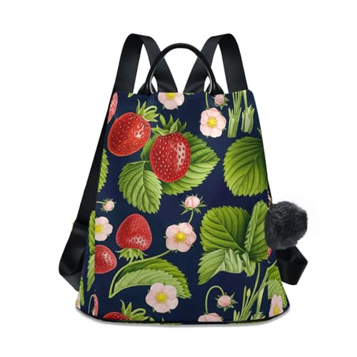 Sac à dos fraises roses élégant pour femmes avec compartiment antivol urbain