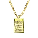 Genérico collares para hombres, medalla musulmana árabe del Corán collar colgante para mujeres hombres acero inoxidable oro hip pop religión regalos de joyería árabe