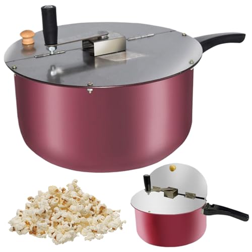 Stovetop Popcorn Maker,Popcorn Maker Manual Stirring Popcorn Maker Machine, Non-Stick Stainless Steel Stovetop Popcorn Maker, Popcorn Pot with Heat Insulation Rubber Handle and Lid - Image 8