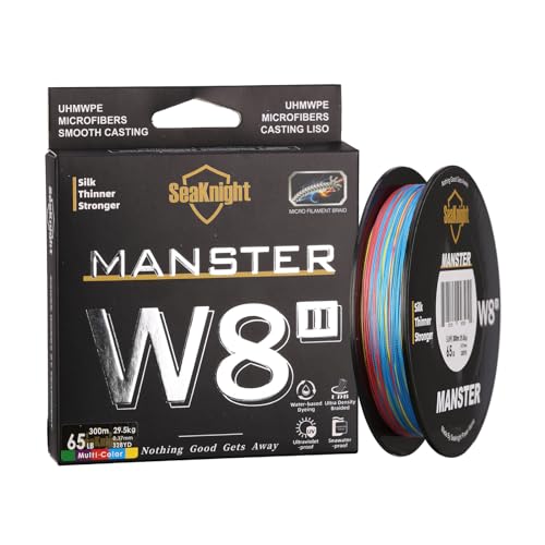 SeaKnight MANSTER W8 II 8 Strand Braided Fishing Line -Super Strong, Abrasion Resistant, No Stretch Braided Line-15LB to 100LB Test for Saltwater and Freshwater Fishing Line Braid