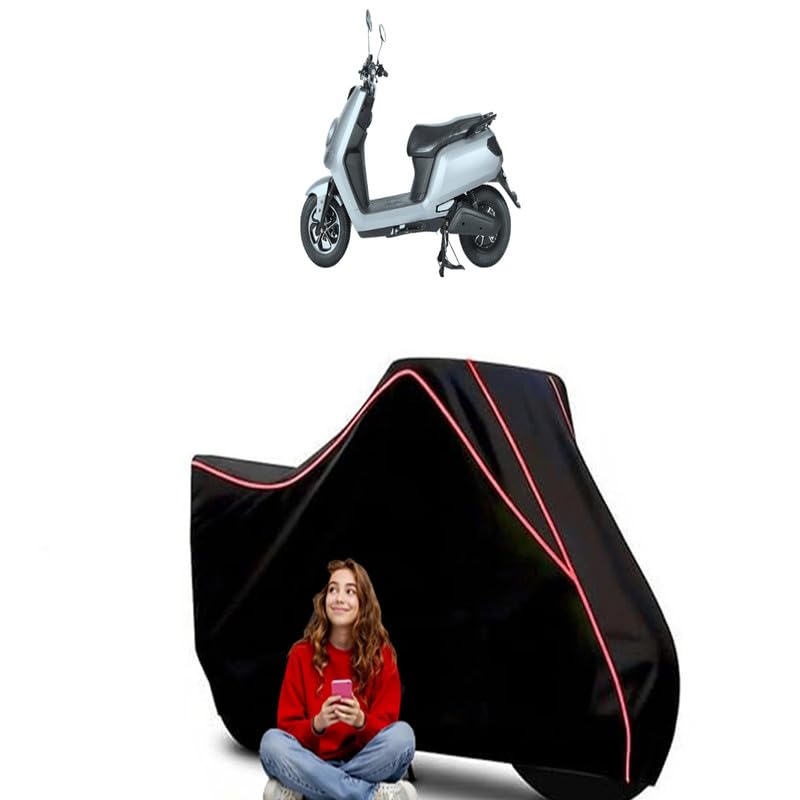 Image of E Bike Glob Electric Scooty Bike Cover Water Resistant Outdoor Use Universal Fit Scooters Motorcycles Heavy Duty UV Protection Dust Rain Scratch Resistant Elastic Bottom Black Blue Piping