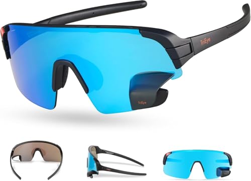 TriEye View Sport Revo Blue Large lunettes de cyclisme pour sorties route et ville